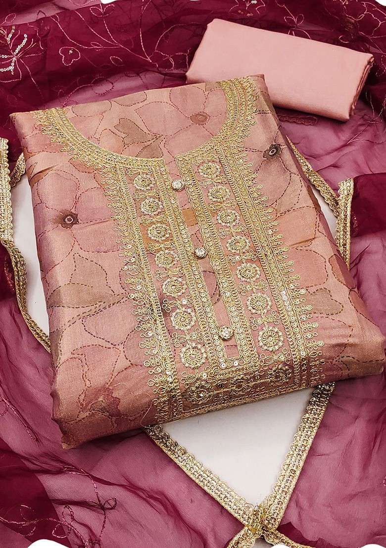 Pink Embroidered Poly Straight Kurta Set - Indya