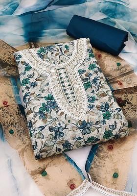 White Embellished Poly Blend Kurta Set