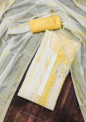 Yellow Embellished Cotton Kurta Set