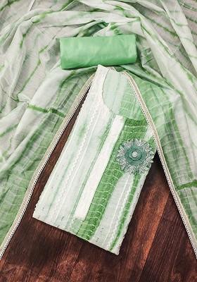 Green Embellished Poly Blend Kurta Set