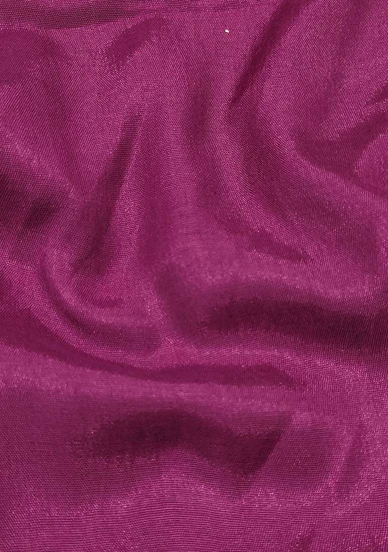 Purple Embroidered Blended Straight Kurta Set - Indya