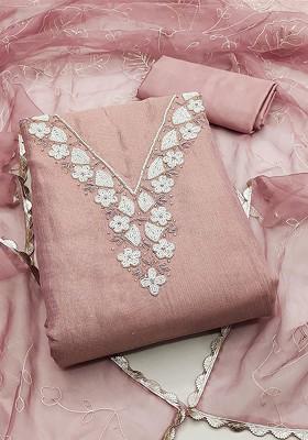 Purple Embellished Poly Blend Kurta Set