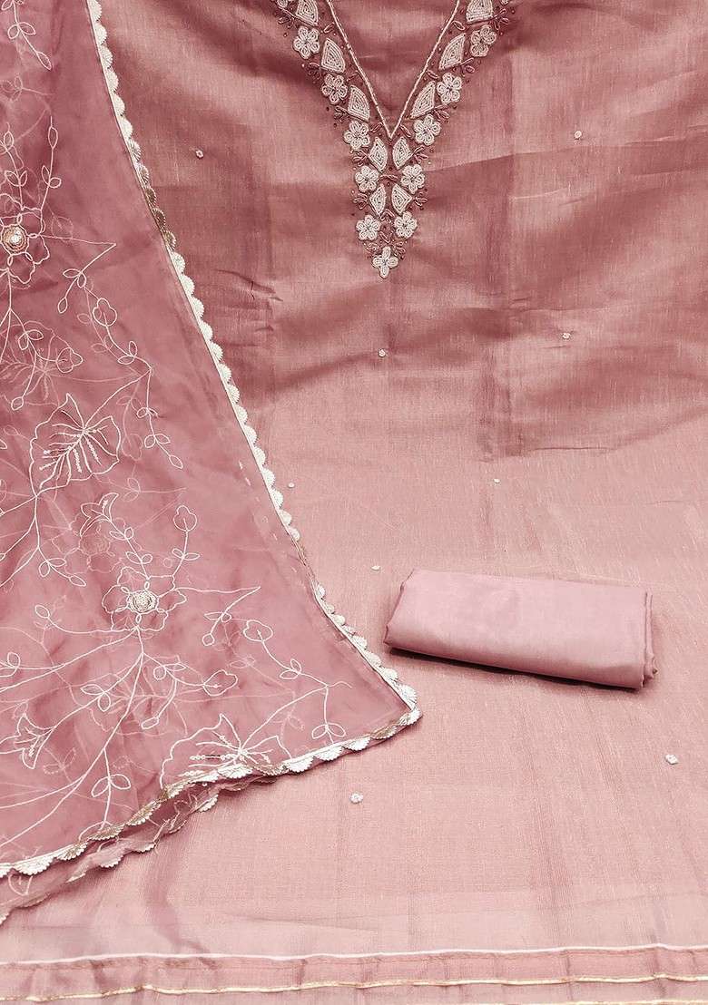 Purple Embroidered Blended Straight Kurta Set - Indya