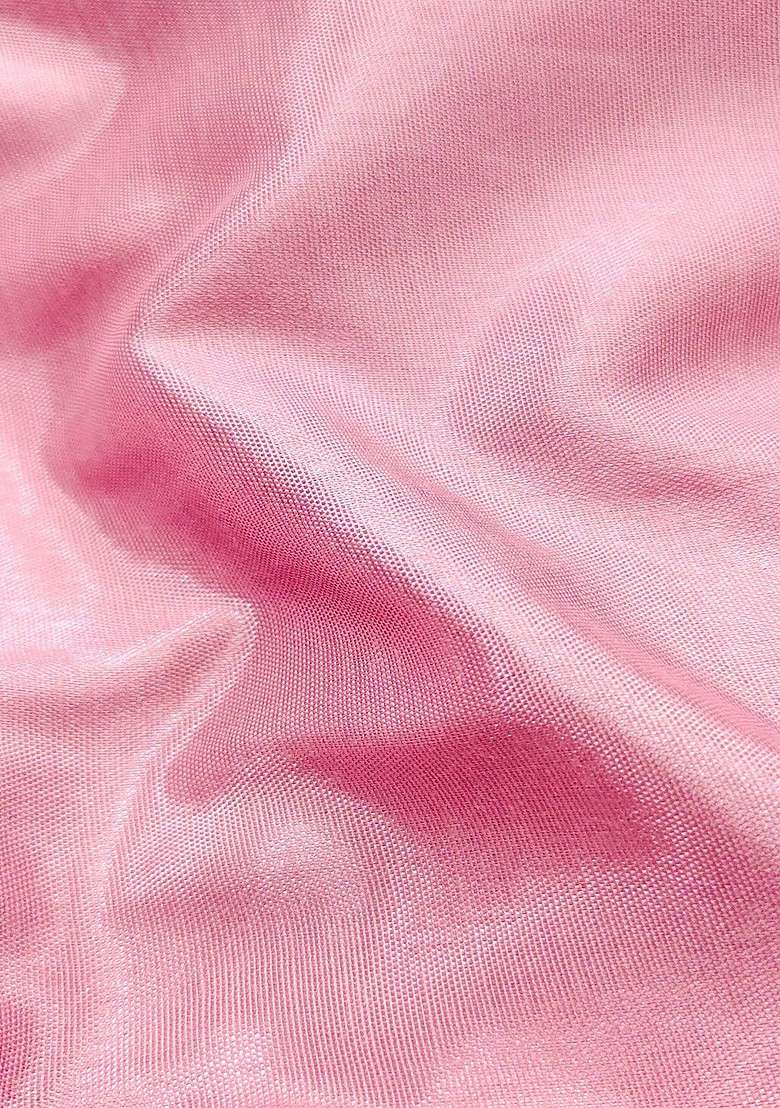 Pink Embroidered Organza Straight Kurta Set - Indya