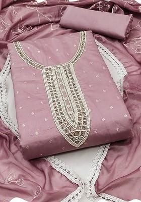 Purple Embellished Poly Blend Kurta Set