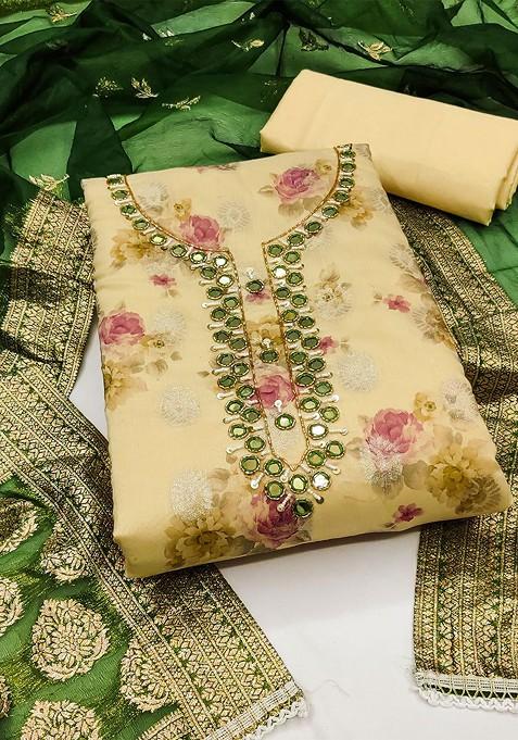 Yellow Embellished Poly Blend Kurta Set