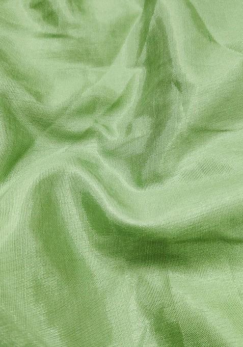 Fluorescent Green Floral Print Poly Blend Kurta Set