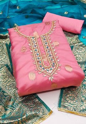 Pink Embellished Organza Kurta Set