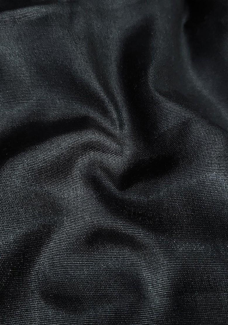 Black Woven Poly Blend Kurta Set - Indya