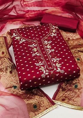 Magenta Woven Poly Blend Kurta Set