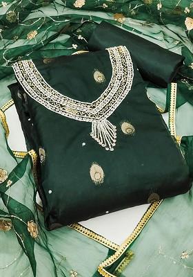 Green Embellished Organza Kurta Set