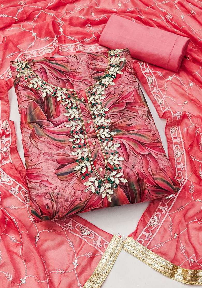 Pink Embroidered Poly Straight Kurta Set - Indya