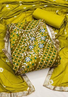 Green Printed Poly Blend Kurta Set