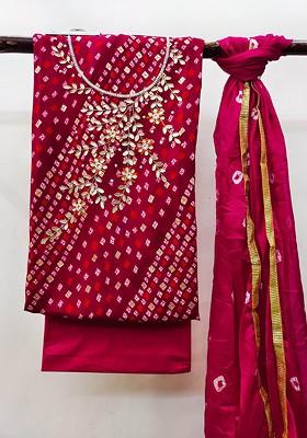 Pink Embellished Poly Blend Kurta Set