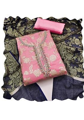 Pink Woven Poly Blend Kurta Set