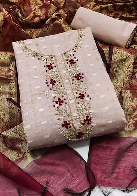 Purple Embellished Poly Blend Kurta Set