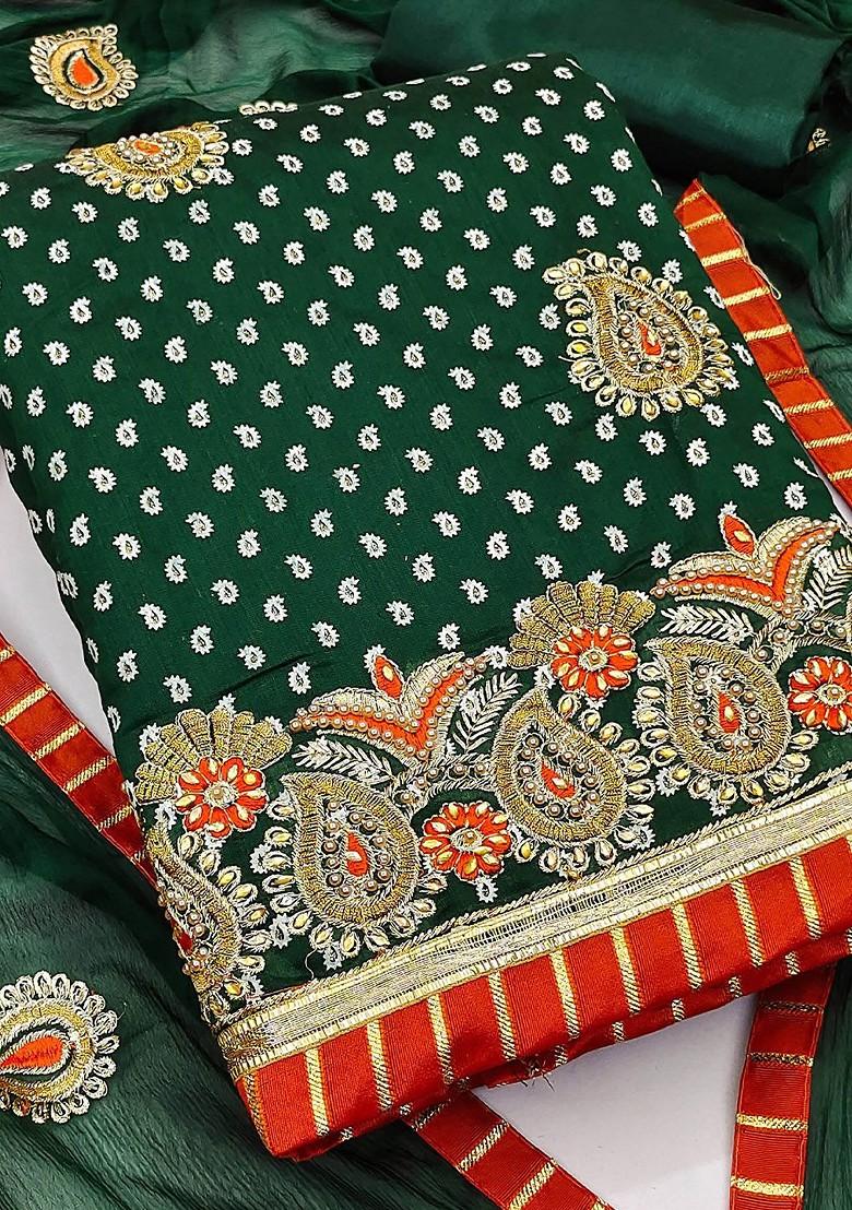 Green Printed Poly Blend Kurta Set - Indya