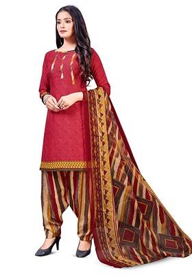 Maroon Printed Poly Blend Kurta Set