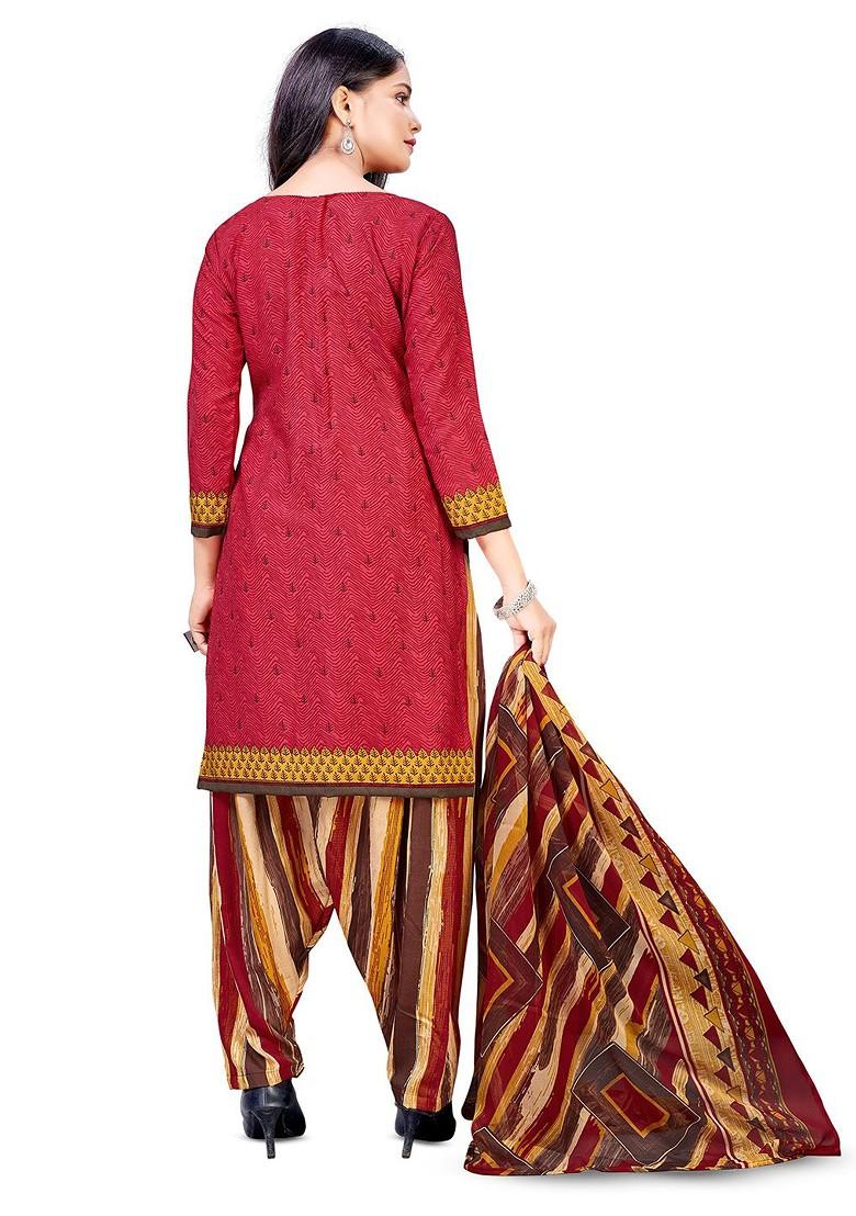 Maroon Printed Poly Blend Kurta Set - Indya