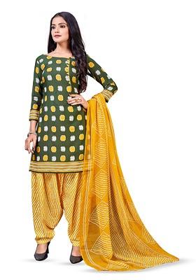 Green Printed Silk Crepe Kurta Set