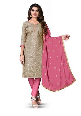 Grey Embroidered Pure Cotton Kurta Set
