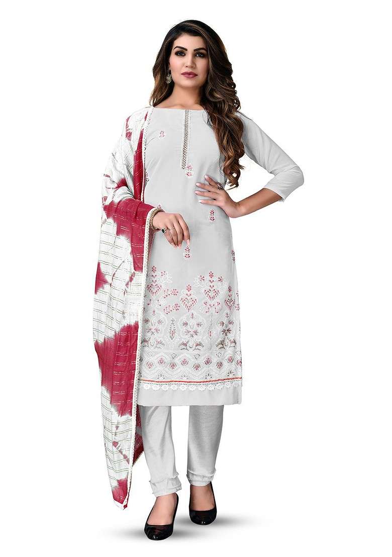 Grey Embellished Silk Blend Georgette Kurta Set - Indya