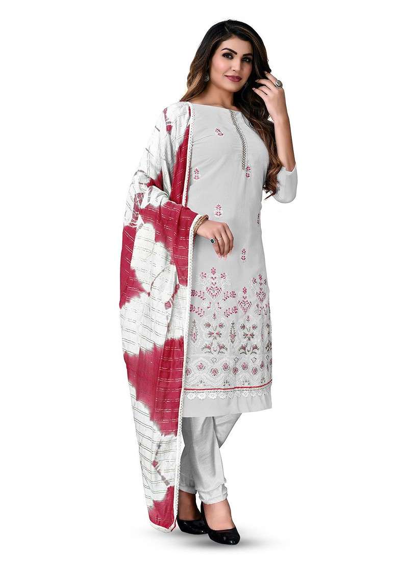 Grey Embellished Silk Blend Georgette Kurta Set - Indya