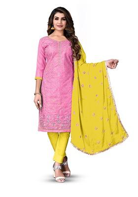 Pink Embellished Pure Cotton Kurta Set