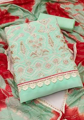 Sea Green Embellished Silk Georgette Kurta Set
