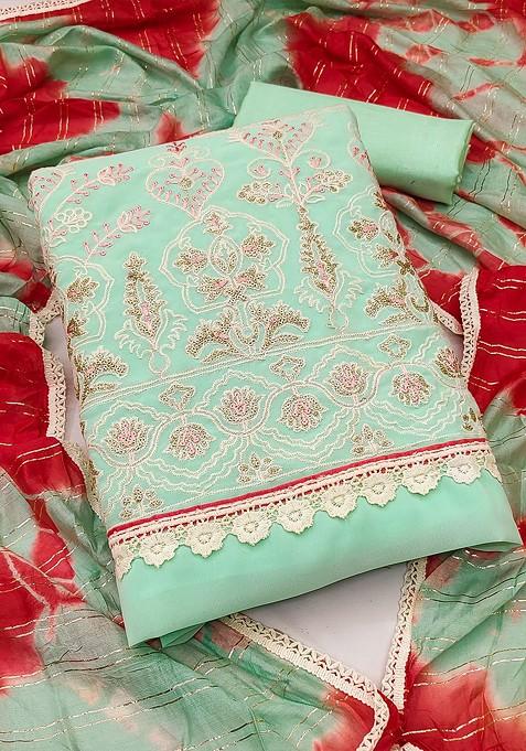 Sea Green Embellished Silk Georgette Kurta Set