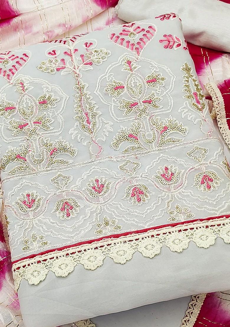 Grey Embroidered Poly Blend Kurta Set - Indya