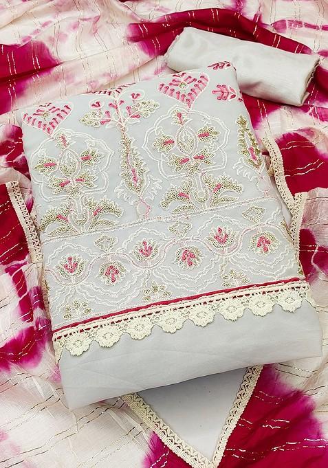 Grey Embroidered Poly Blend Kurta Set