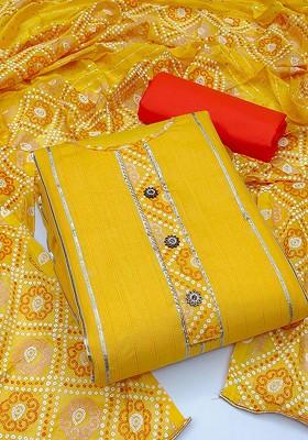 Yellow Printed Pure Cotton Kurta Set