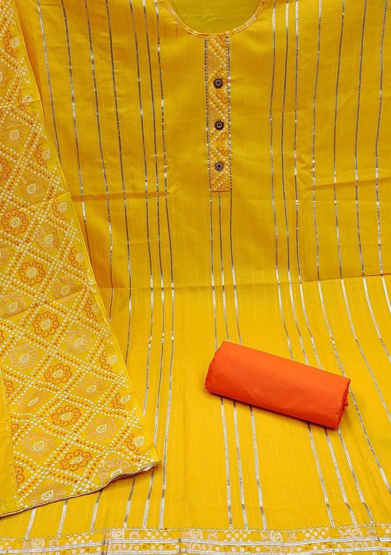 Yellow Printed Pure Cotton Kurta Set