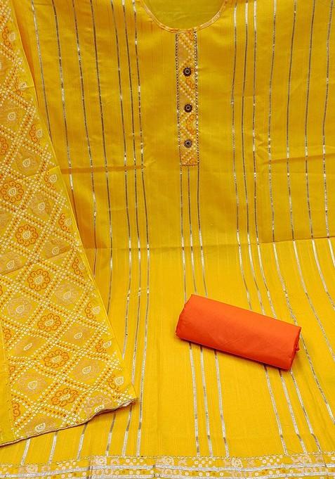 Yellow Printed Pure Cotton Kurta Set