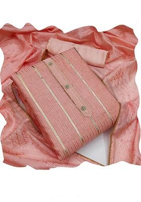 Peach Sequin Embroidered Poly Blend Kurta Set