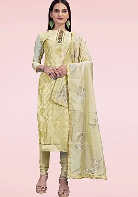 Beige Embellished Poly Blend Kurta Set