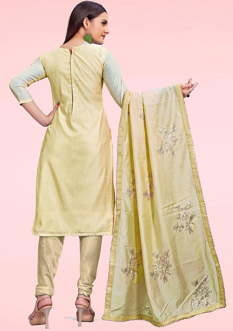 Beige Embellished Poly Blend Kurta Set - Indya