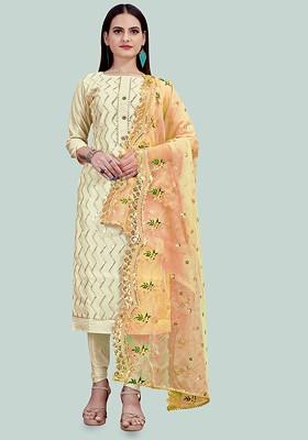 Green Embellished Poly Blend Kurta Set