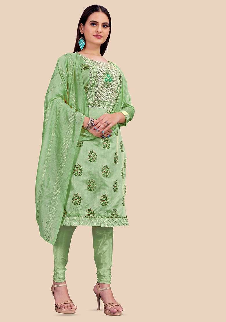 Green Printed Cotton Kurta Set - Indya