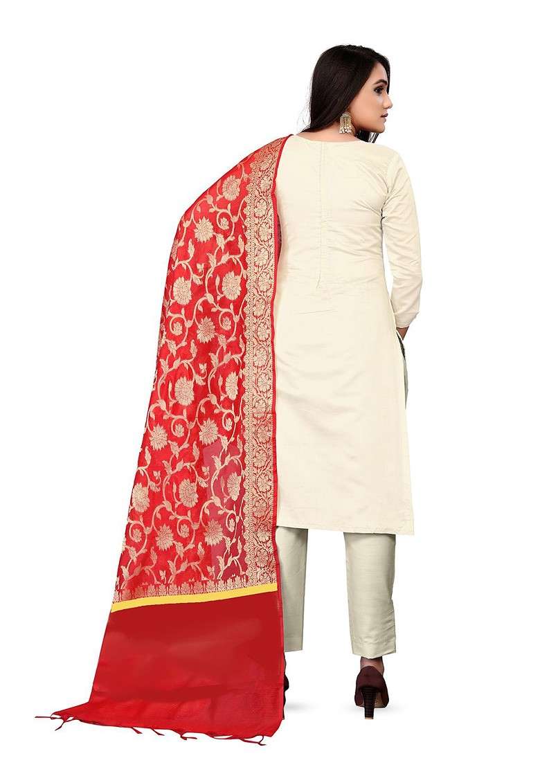 White Embroidered Blended Straight Kurta Set - Indya