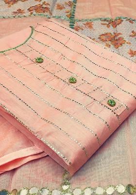 Pink Embellished Poly Blend Kurta Set