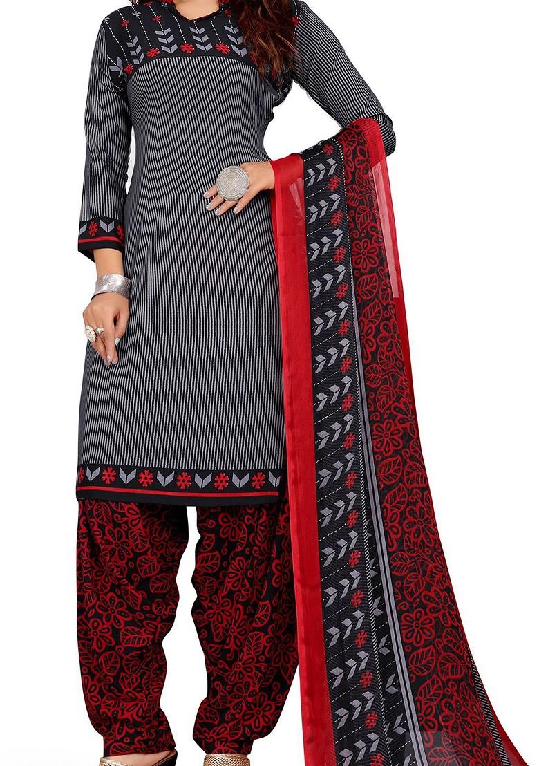 Black Printed Poly Blend Kurta Set - Indya