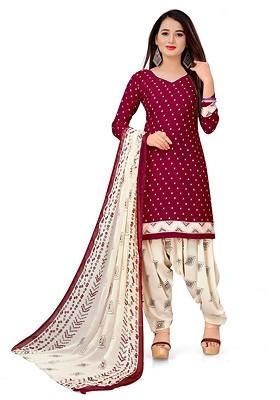 Maroon Printed Poly Blend Kurta Set