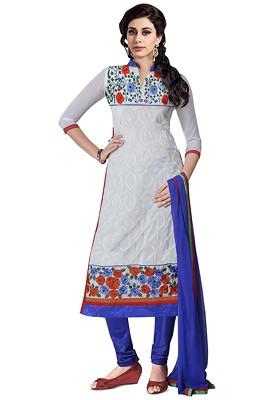 White Embellished Silk Georgette Kurta Set