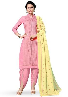 Pink Thread Work Pure Cotton Kurta Set