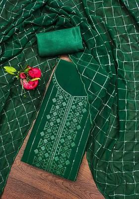 Green Embellished Poly Blend Kurta Set