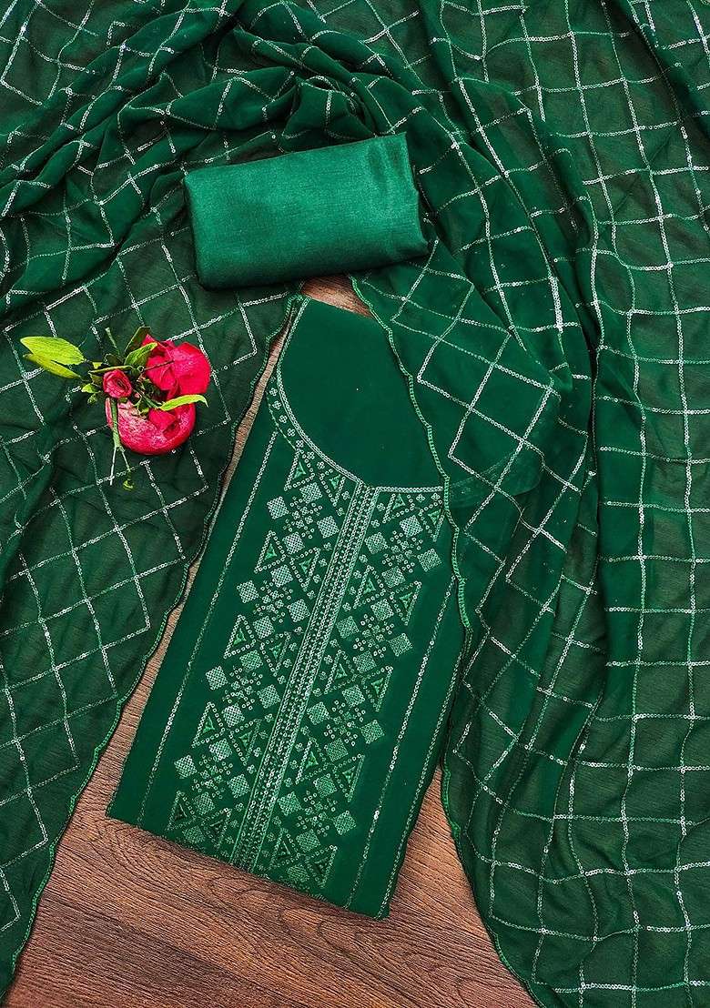 Green Embellished Poly Blend Kurta Set - Indya