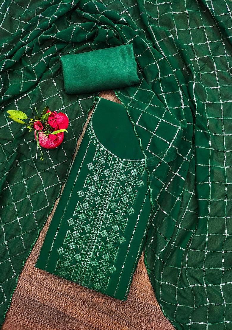 Green Embellished Poly Blend Kurta Set