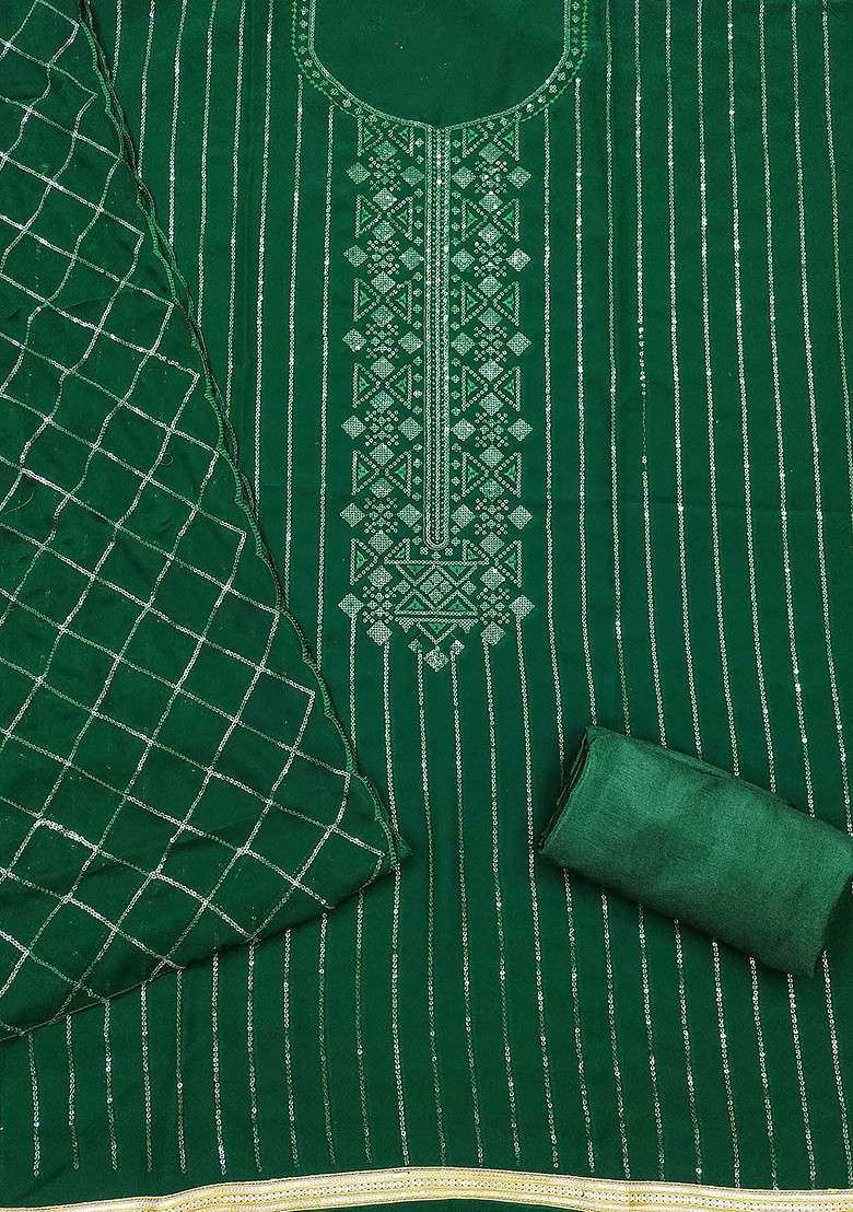 Green Embellished Poly Blend Kurta Set - Indya